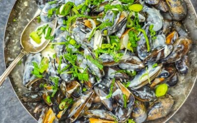 Moules au Roquefort au brasero